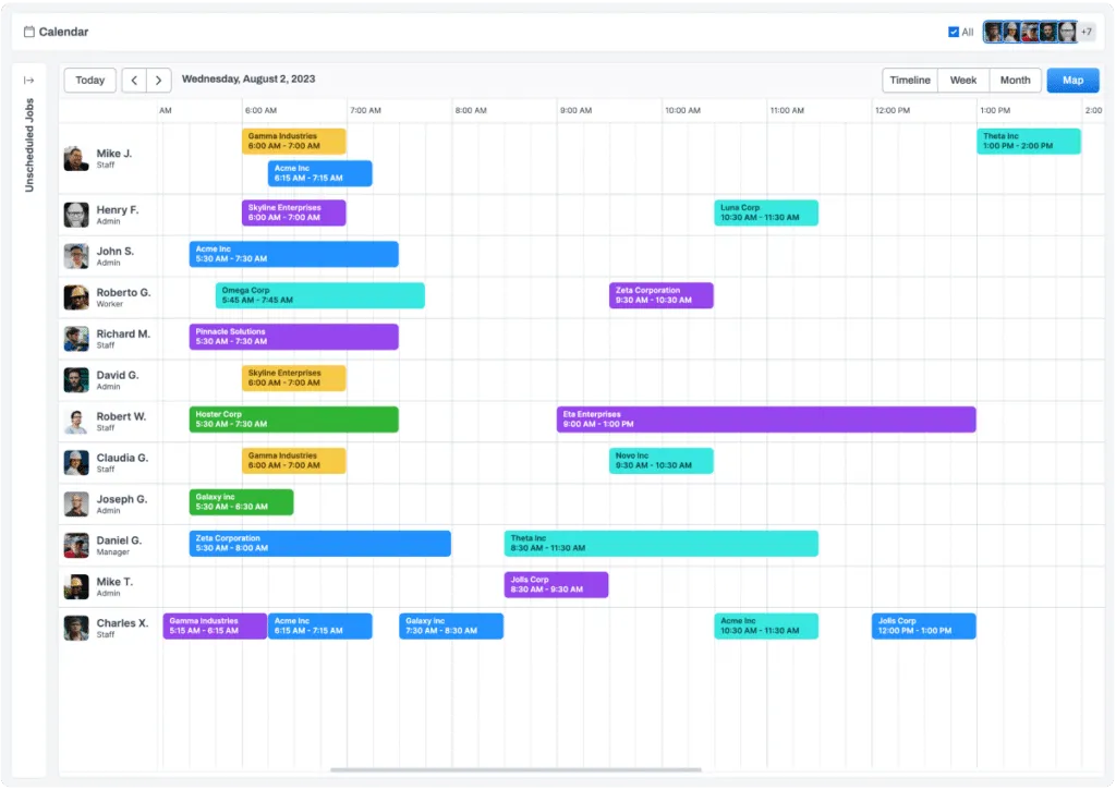 Forz scheduling calendar with drag-and-drop dispatch for field service teams